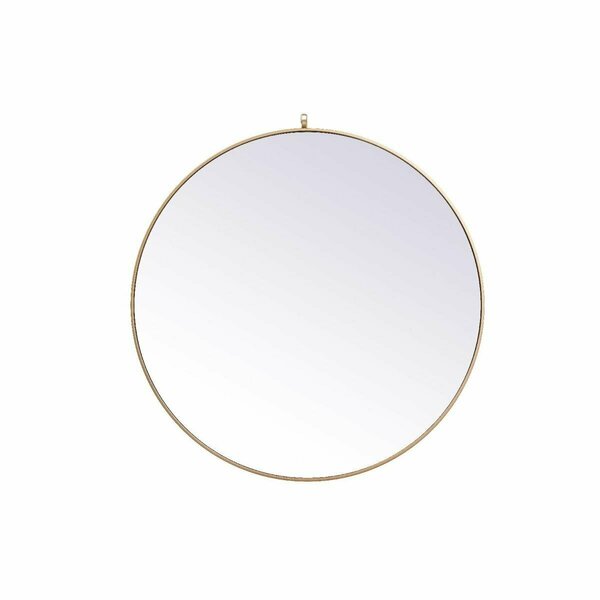 Blueprints 45 in. Metal Frame Round Mirror with Decorative Hook, Brass BL2222502